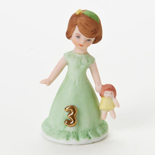Enesco Growing Up Girls Brunette Age 3 Birthday Girl Figurine
