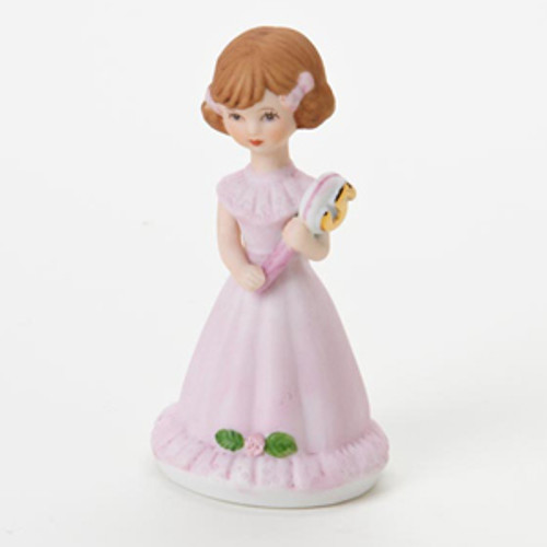 Enesco Growing Up Girls Brunette Age 5 Birthday Girl Figurine