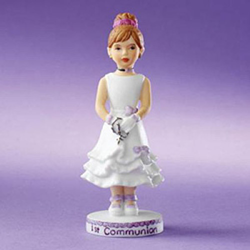Enesco Growing Up Girls Brunette First Communion Figurine