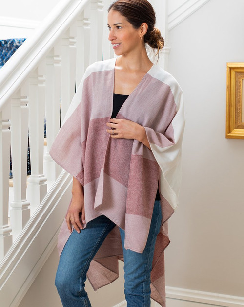 Mer Sea Thinny Traveler Wrap With Bag-Shades Of Rose Stripes