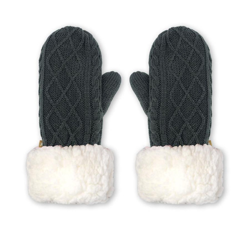 Pudus Mittens Cable Grey Kid