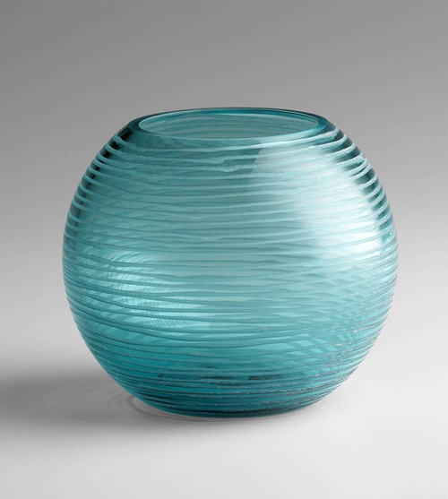 Small Round Aqua Glass Vase by Cyan Design