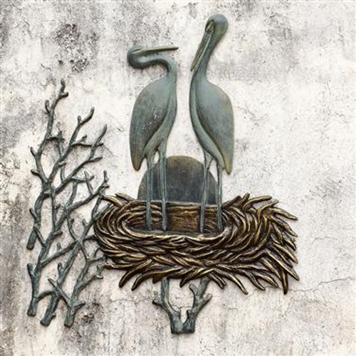 SPI Home Crane Pair in Nest Wall Plaque