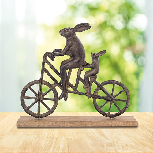 SPI Home Rabbit and Child on Bicycle Decor