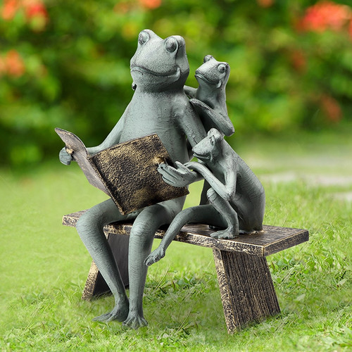 SPI Home Reading Frog Family Garden Sculpture