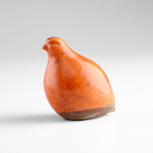 Stylized Ceramic Orange Partridge Sculpture by Cyan Design