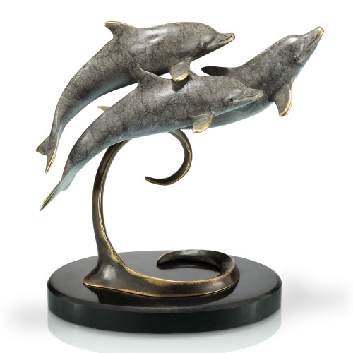 Triple Dolphins on Marble Base by SPI Home