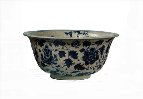 Dessau Home Porcelain Antiqued Blue & White Bowl Home Decor