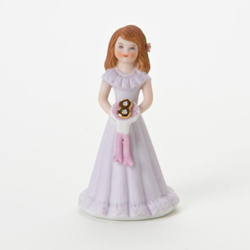 Enesco Growing Up Girls Brunette Age 8 Birthday Girl Figurine