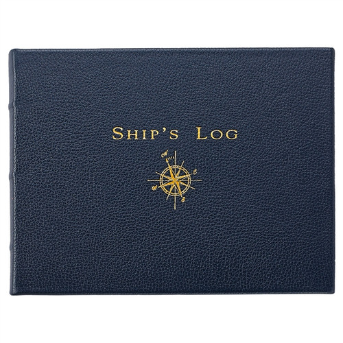 Graphic Image Blue Ship's Log Leather Bound Book