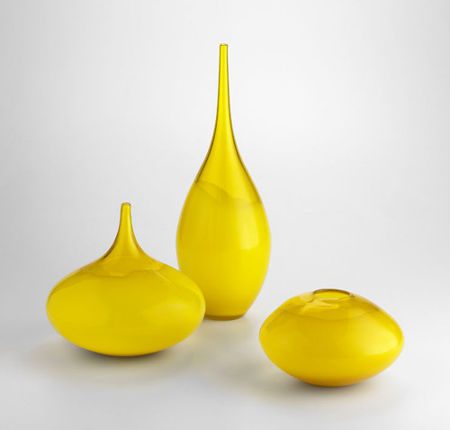 Small Moonbeam Yellow Art Glass Vase by Cyan Design