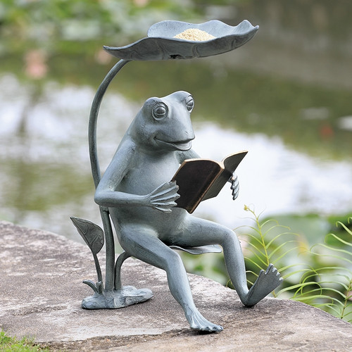 SPI Home Reading Frog Birdfeeder with LED Light